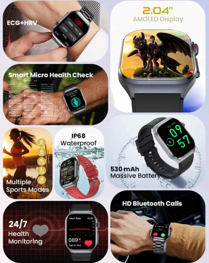 Rollme X3: умные часы с медицинской ЭКГ, мониторингом здоровья и водонепроницаемостью IP68