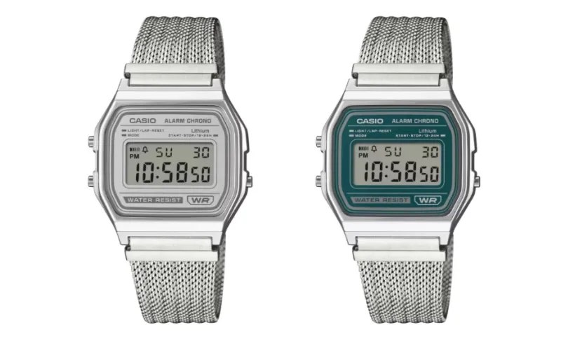 Casio выводит в Европу новые винтажные часы A158WEM-3 и A158WEM-7 с LED-подсветкой и сетчатым ремешком