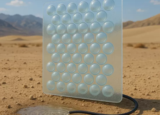 Иллюстрация: как может выглядеть инновационное устройство MIT для сбора воды из воздуха в экстремальных климатических условиях.