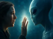 Встреча человека с инопланетянином лицо к лицу